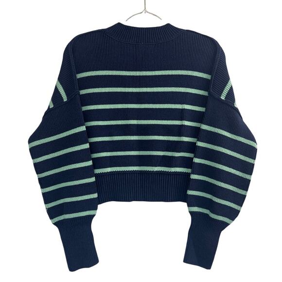 New Free People Navy Stripe Easy Street Crop Sweater Women’s Size XS - Picture 5 of 6